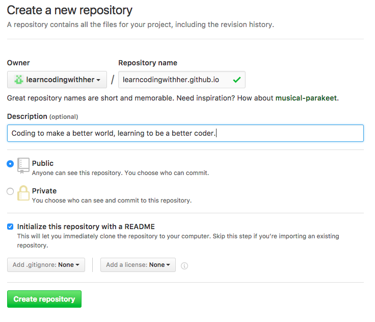 Create the new repository